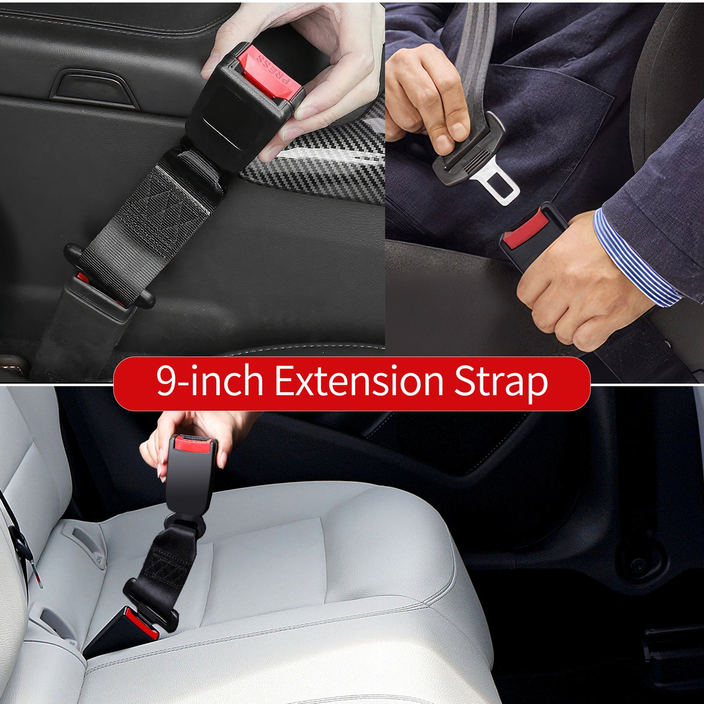 9 Inch seat belt pad cover extender for car SUV and truck interiors - close up detail