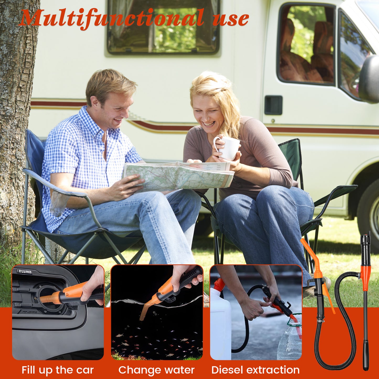 2P Portable Power Battery Pump, Battery Powered Siphon Fuel Transfer Pump
