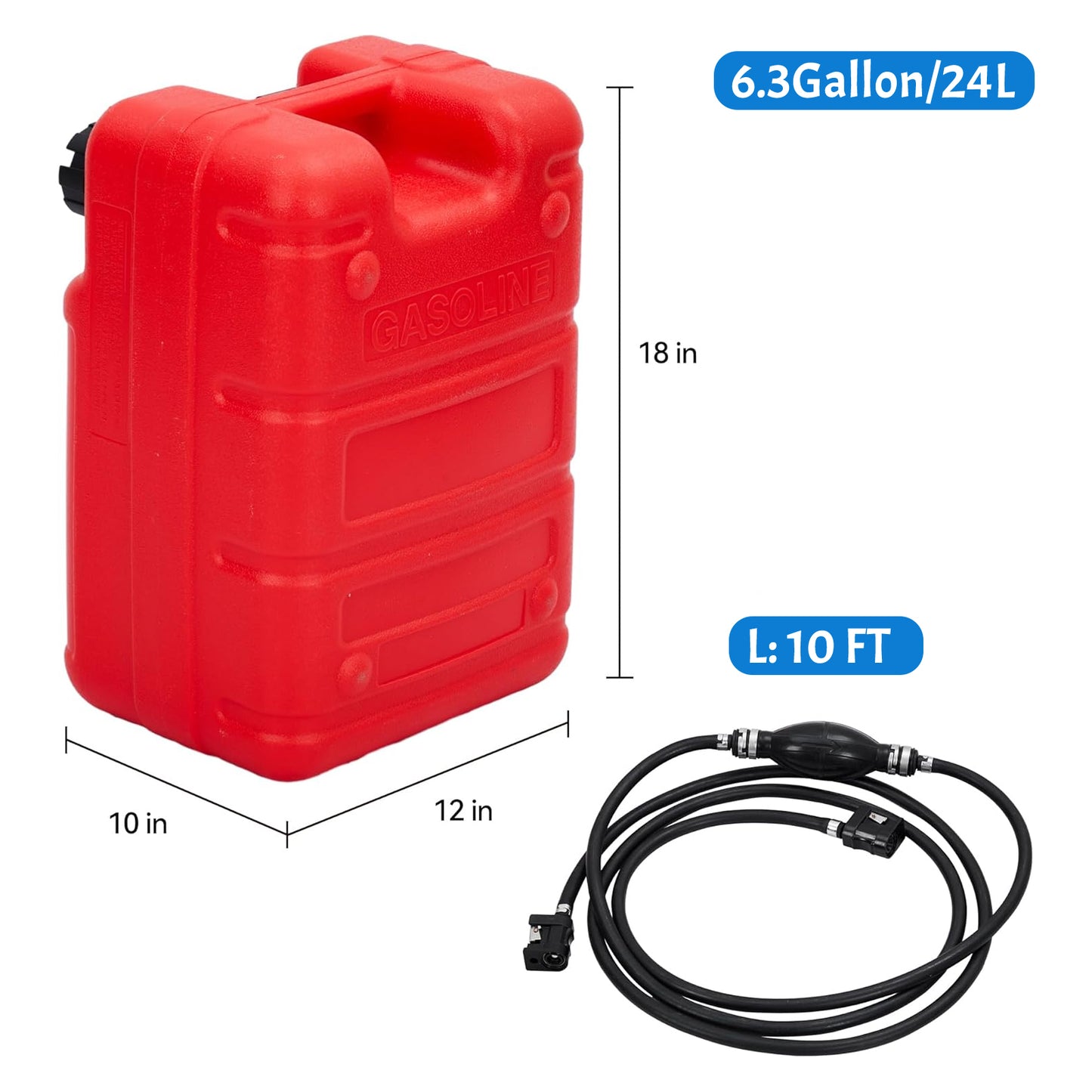 portable marine fuel tank for car truck and garage utility work - size and fitment detail