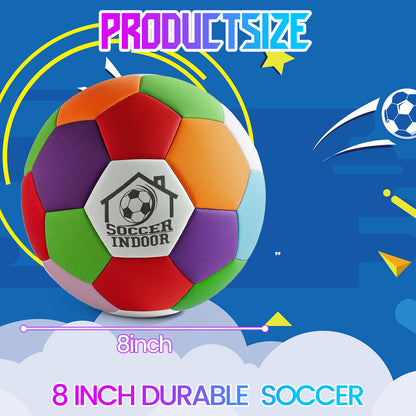 2PCS Soft Indoor Soccer Ball with Pump Felt Official Size 4 Soccer Ball Safe Foam Sport Fun Gifts for House Silent Dribble Training Home Yard Outdoor Back to School