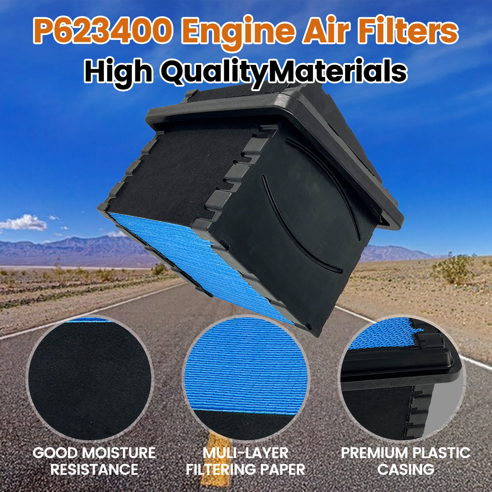 P623400 replacement engine air filter for truck and pickup applications - size and fitment detail