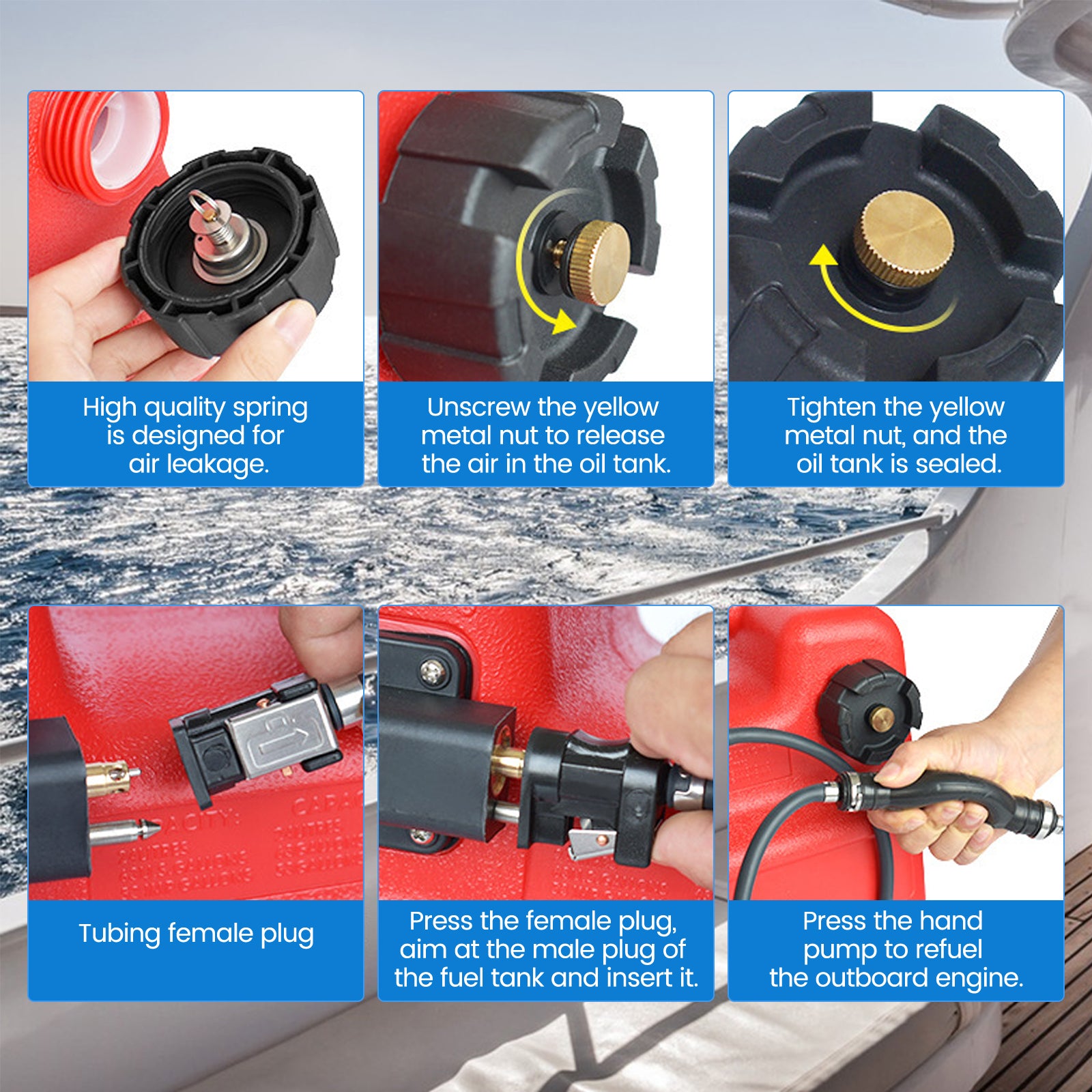 portable marine fuel tank for car truck and garage utility work - package contents