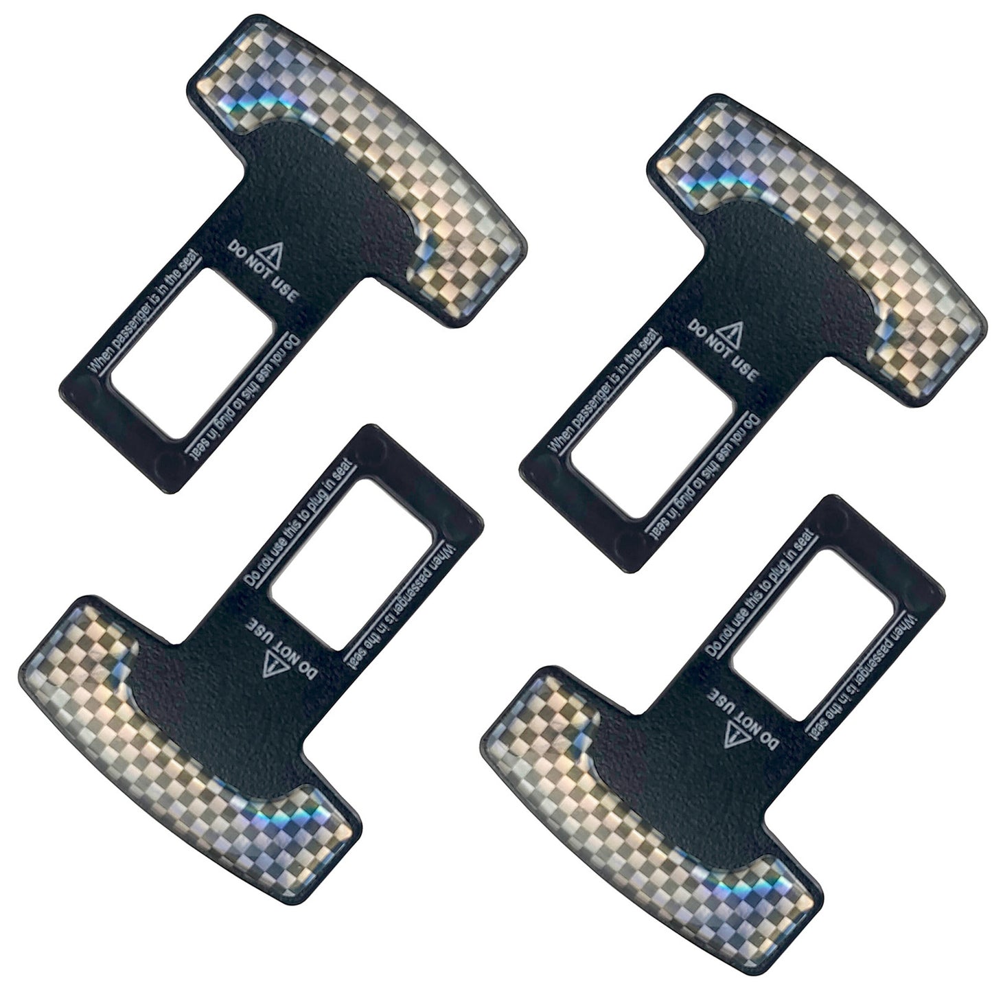 4PCS Seat Belt Clip,Upgraded Seatbelt Clip, Car Supplies Seat Belt Clip Safety Belts Buckle，Universal for Most Vehicles（Black grid)
