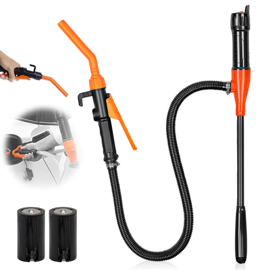 1P Portable Fuel Transfer Pump Battery Operated Electric Siphon Pump for Gas, Fuel, Diesel, Water Transfer 2.2 GPM Flow Oil Extractor -Easy to Use Hand Fuel Pump, Gas Siphon Pump (Orange)