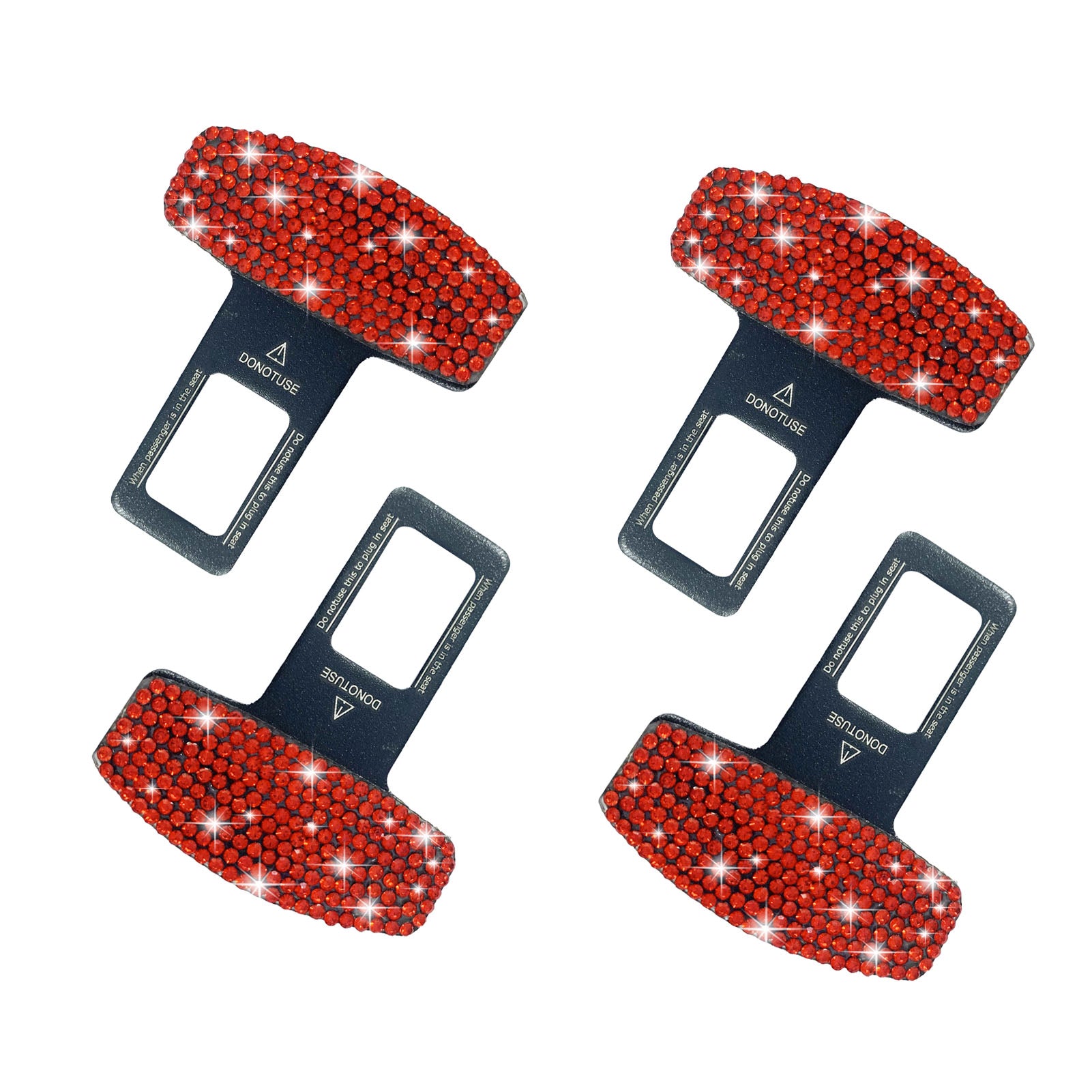 universal seat belt clip pad trim accessory in Red Diamond for car interiors - size and fitment detail