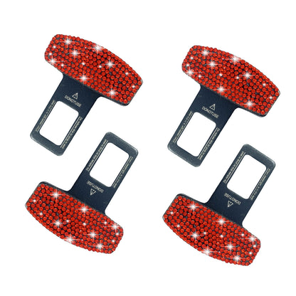universal seat belt clip pad trim accessory in Red Diamond for car interiors - size and fitment detail