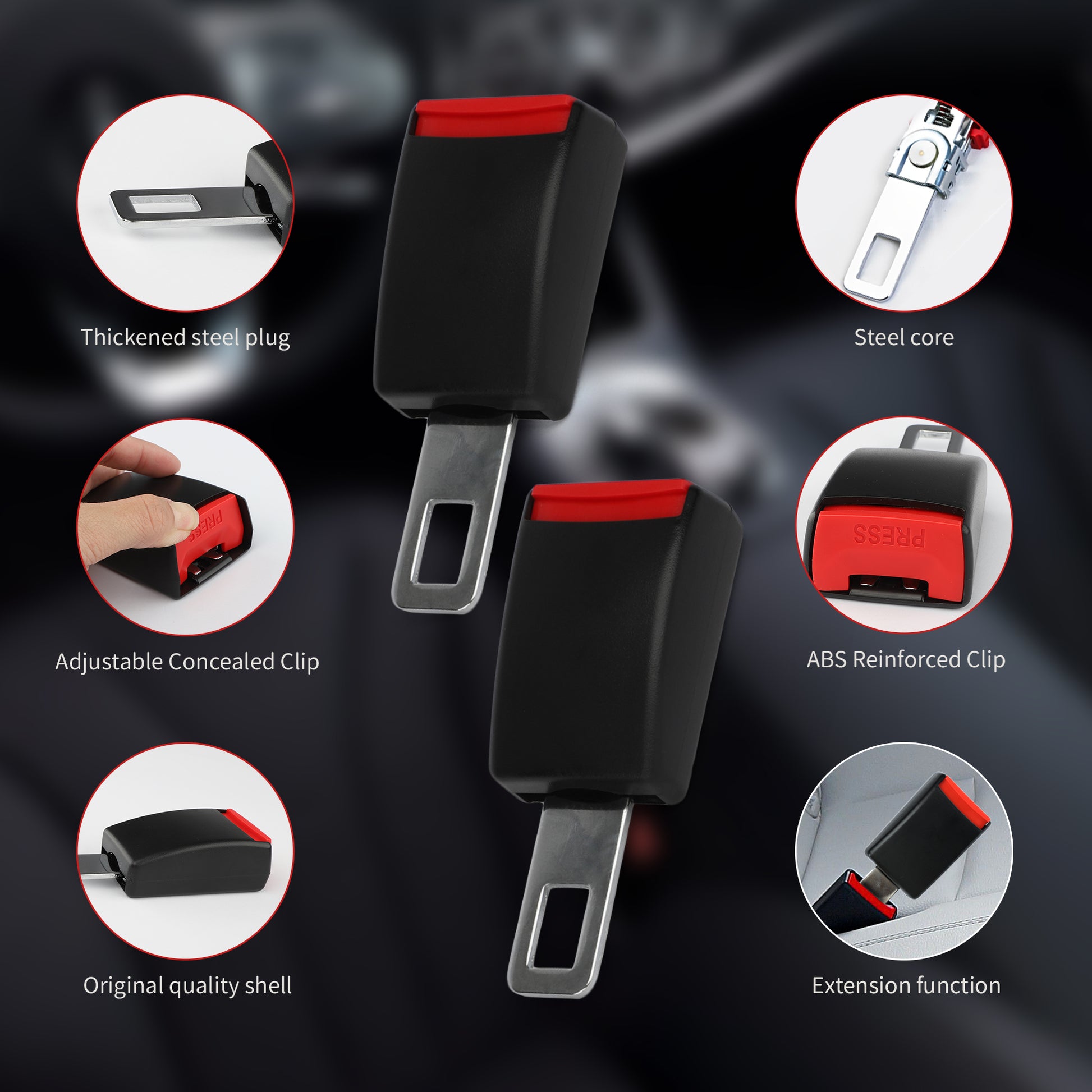 universal seat belt extender for car SUV and truck buckles - material detail