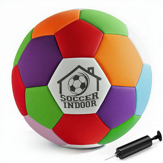 1PCS Soft Indoor Soccer Ball with Pump Felt Official Size 4 Soccer Ball Safe Foam Sport Fun Gifts for House Silent Dribble Training Home Yard Outdoor Back to School
