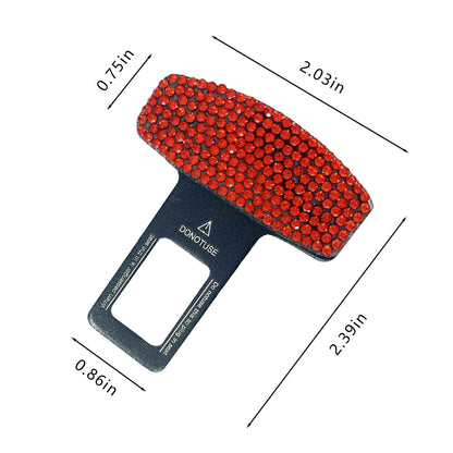 universal seat belt clip pad trim accessory in Red Diamond for car interiors - vehicle use example