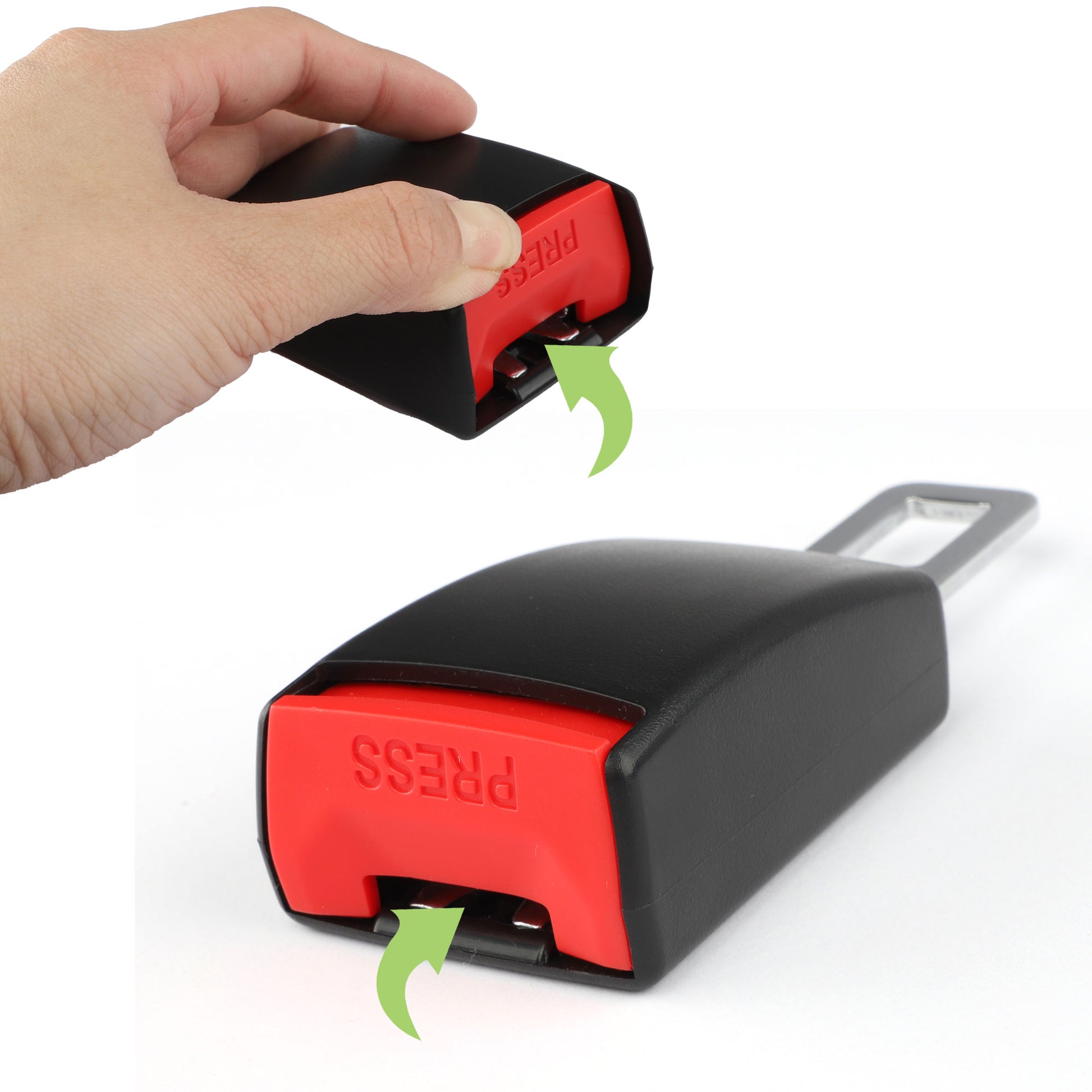 universal seat belt extender for car SUV and truck buckles - size and fitment detail