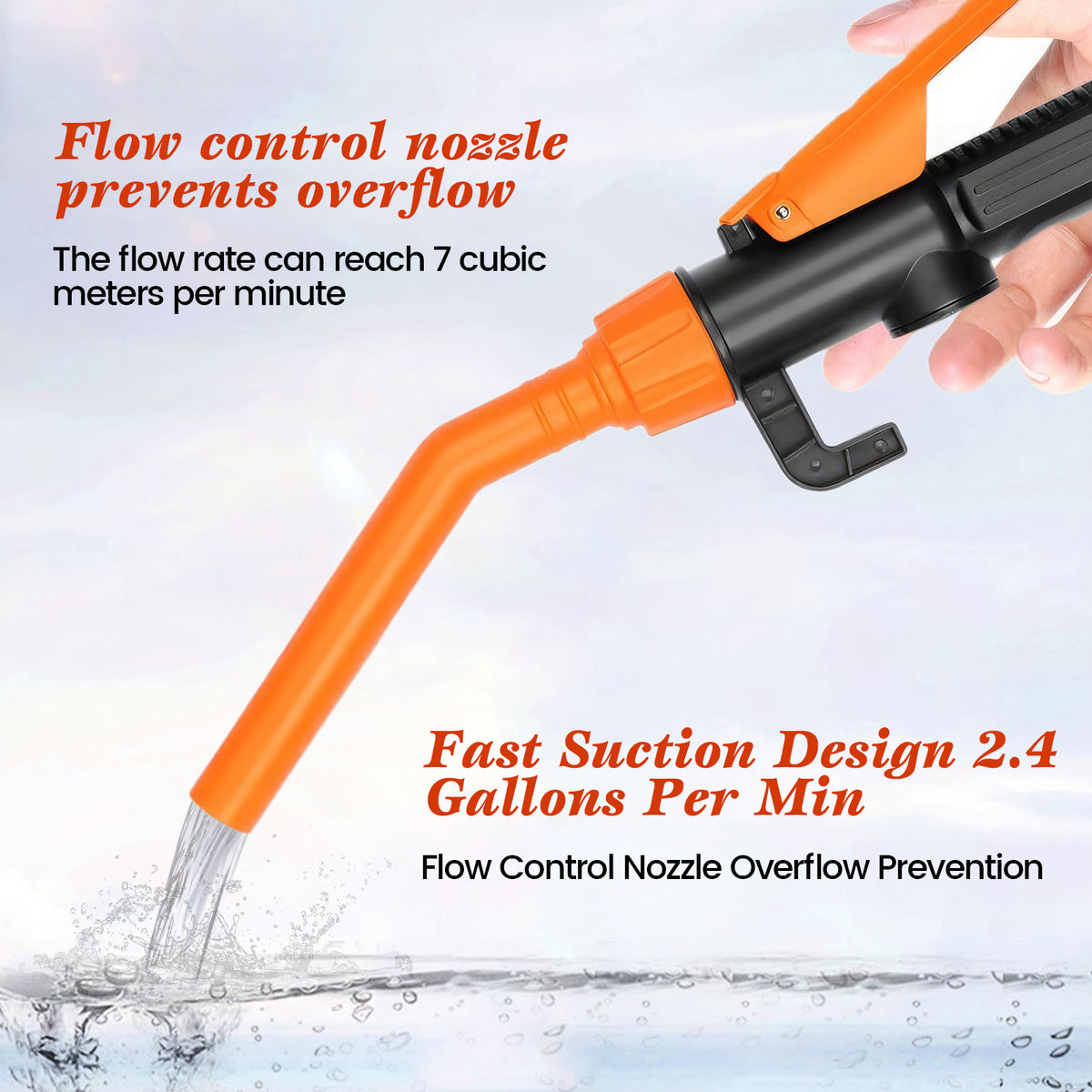 1P Portable Fuel Transfer Pump Battery Operated Electric Siphon Pump for Gas, Fuel, Diesel, Water Transfer 2.2 GPM Flow Oil Extractor -Easy to Use Hand Fuel Pump, Gas Siphon Pump (Orange)