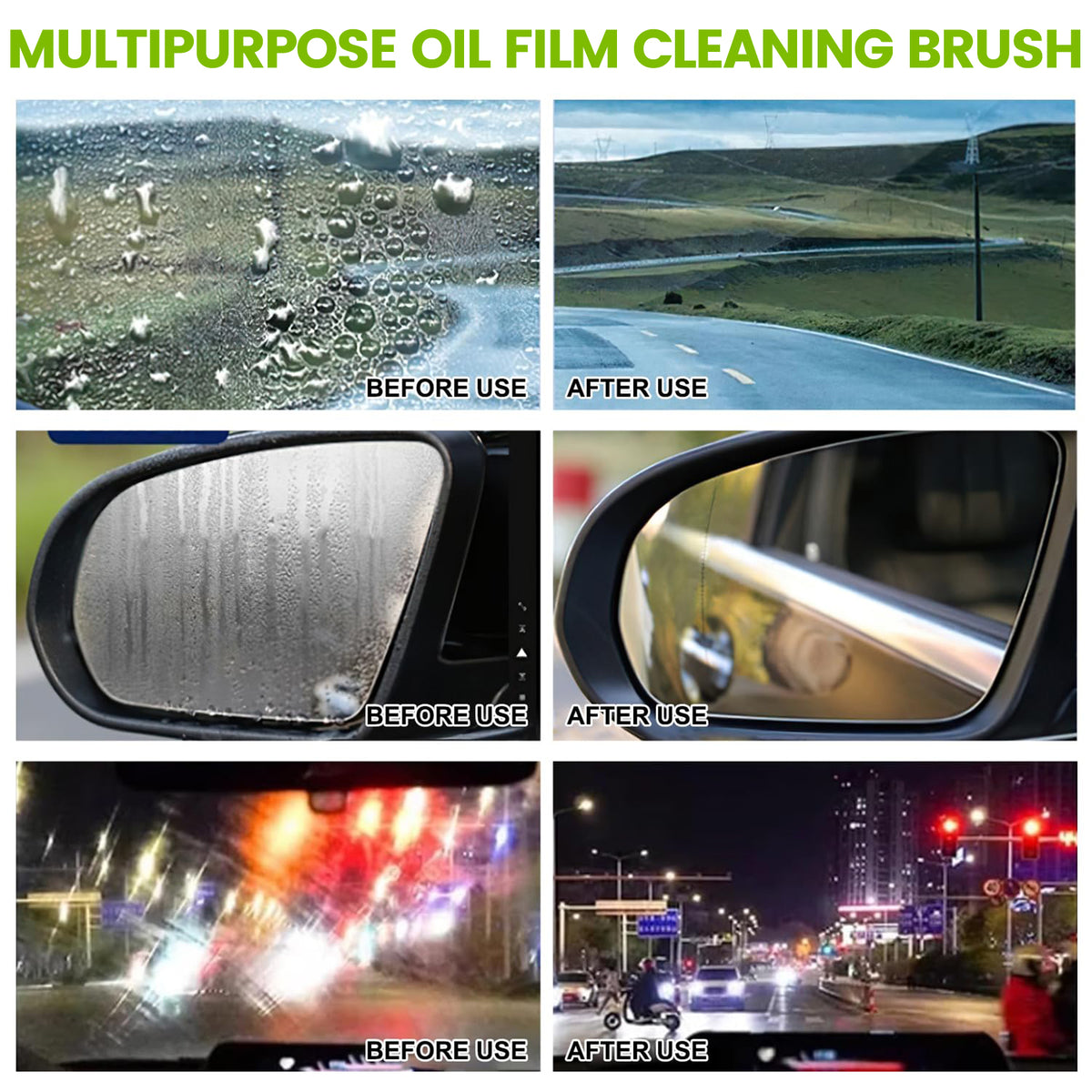 1P Oil-Free Car Glass Cleaning Brush,Oil-Free Car Glass Brushes,Oil Film Cleaner,Stain Remover for Car Use