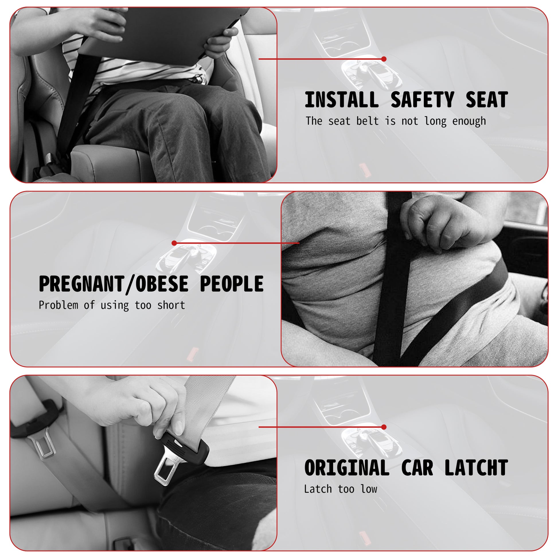 9 Inch seat belt pad cover extender for car SUV and truck interiors - vehicle use example