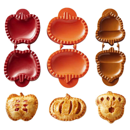3PCS Hand Pie Press Mold for Baking, Dough Presser Pocket Pie Maker Mini Animals Fox and Owl Hand Pie Mold Set Pie Wrapper Dough Stamp Cutter for Christmas Halloween Party