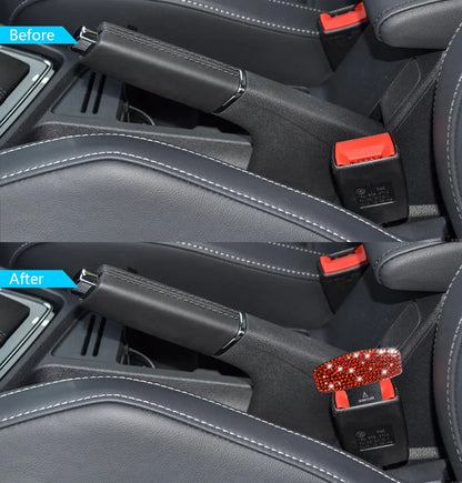 universal seat belt clip pad trim accessory in Red Diamond for car interiors - material detail