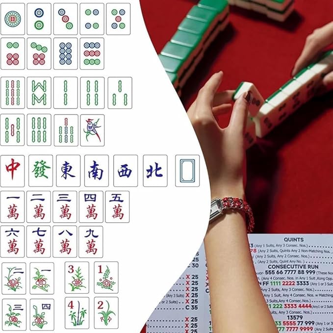 2025 Mahjong Card Official Large Print, National Mahjong League Cards, 4 Pcs Official National Standard Mah Jongg Hands and Rules Cards, Easy-to-Read Large Size Mah Jongg Card (Blue)