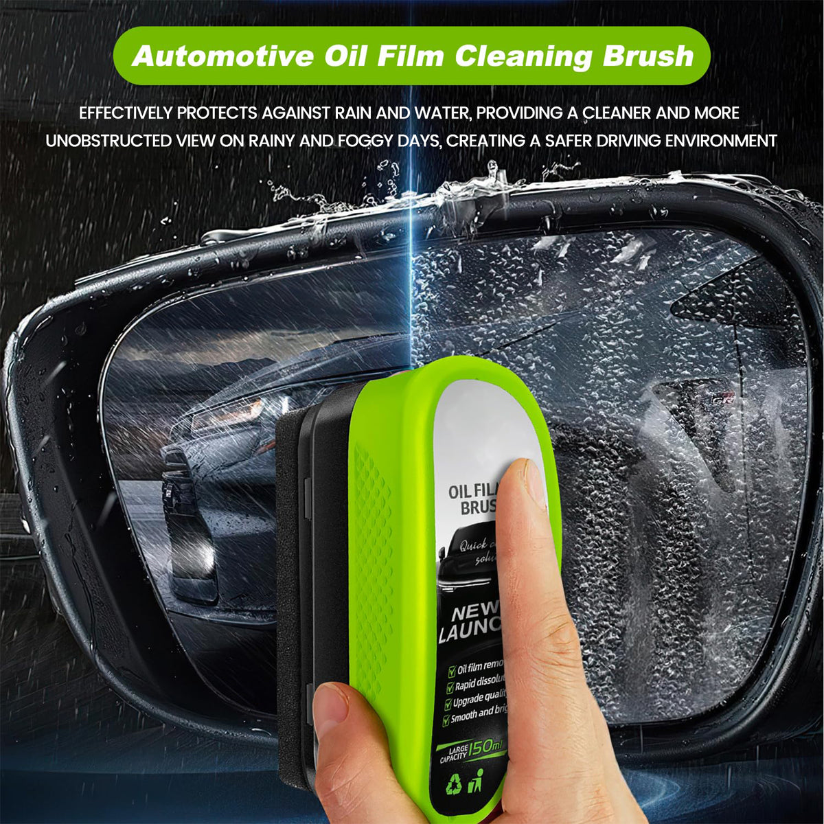 2P Oil-Free Car Glass Cleaning Brush,Oil-Free Car Glass Brushes,Oil Film Cleaner,Stain Remover for Car Use