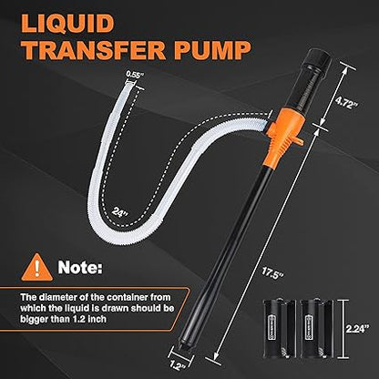 fuel transfer pump for car truck and garage utility work - package contents