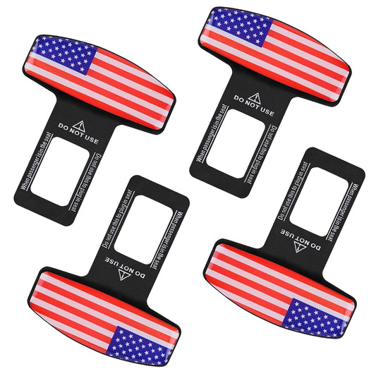4PCS Seat Belt Clip,Upgraded Seatbelt Clip, Car Supplies Seat Belt Clip Safety Belts Buckle，Universal for Most Vehicles（National flag))