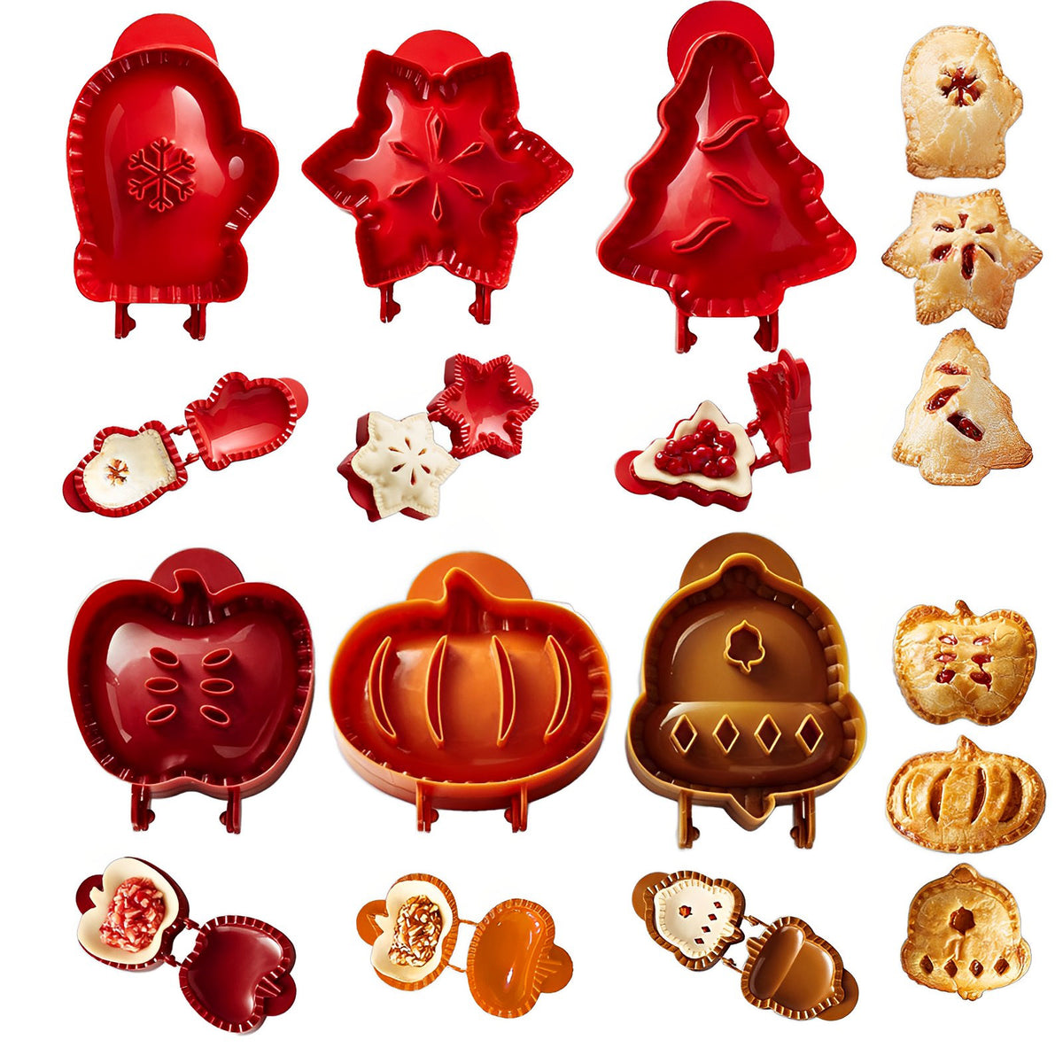 6PCS Christmas Mini Pie Molds for Baking, Party Potluck Hand Pie Molds, Pumpkin Cookie Cutters, Hand Pies Press Mold Maker for Festivals and Parties, Pies Gadgets For Ravioli,Pierogi,Calzone,Empanada